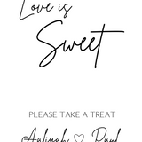 sophisticated wedding sweet table sign - personalised love is sweet sign 