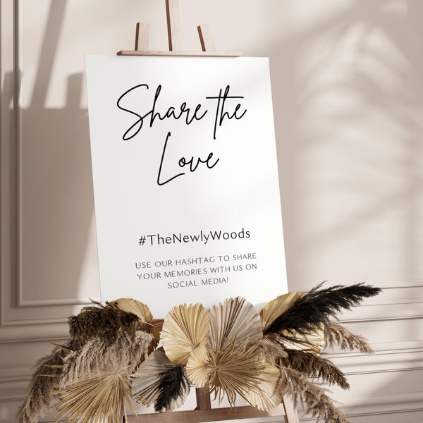 sophisticated wedding hashtag sign - personalised wedding signs cheap