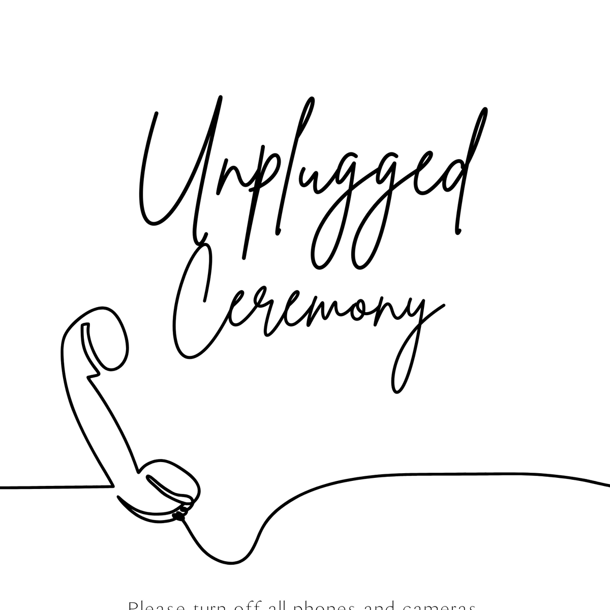 sophisticated unplugged ceremony wedding sign - minimalist wedding unplugged ceremony board - personalised wedding board uk