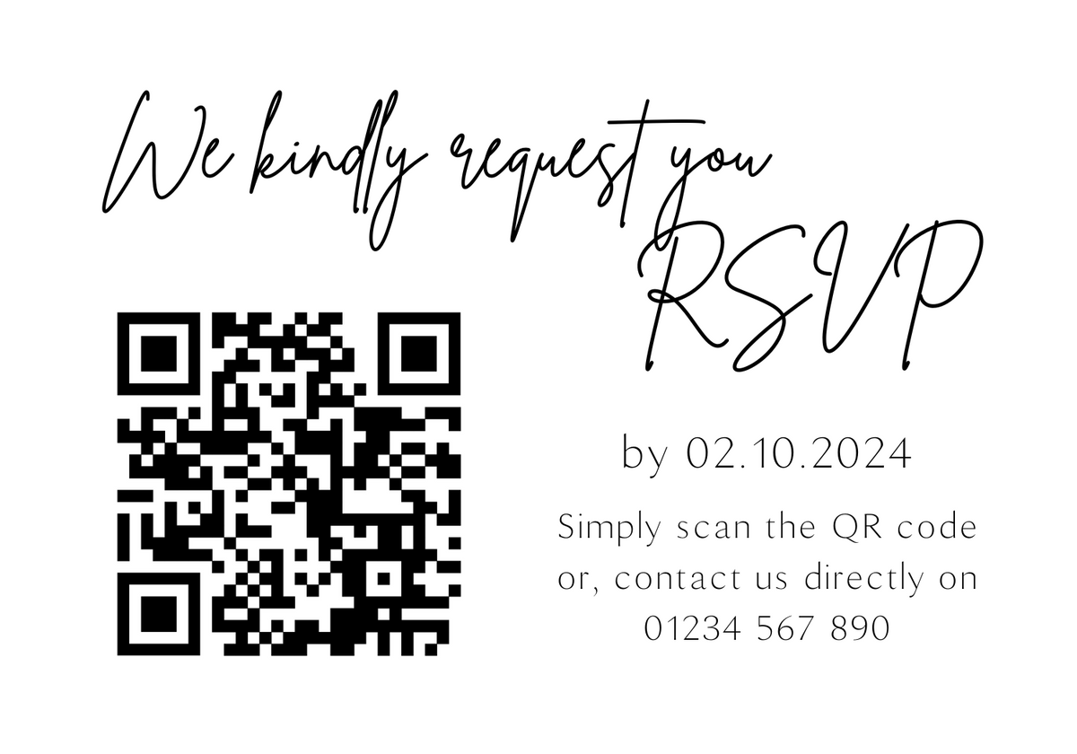 sophisticated wedding RSVP with QR - personalised wedding RSVPs invitations