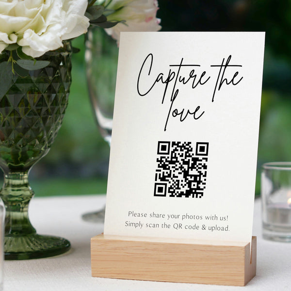 sophisticated guest photo sharing QR code sign - personalised wedding reception sign