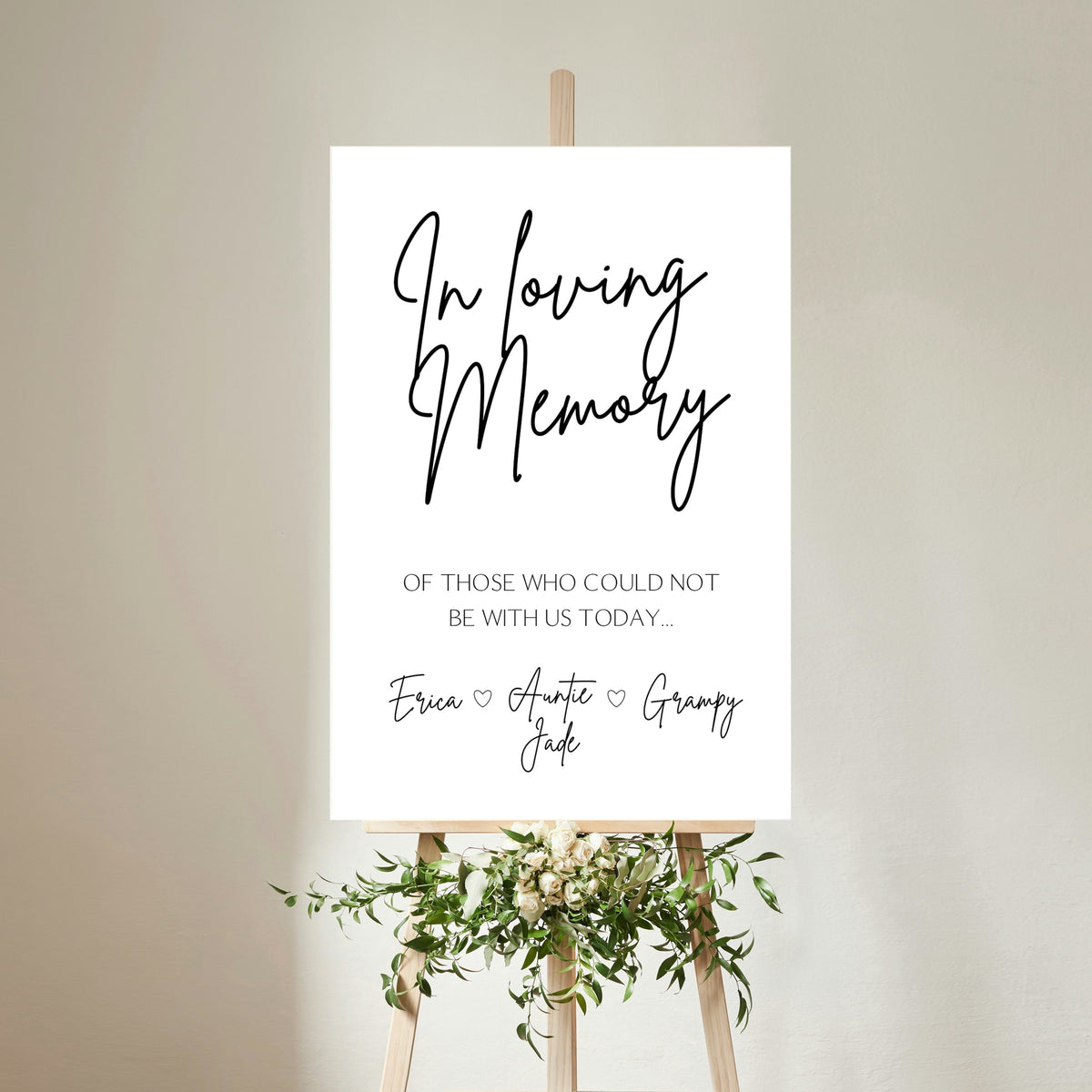 sophisticated in loving memory table sign - affordable personalised wedding signs