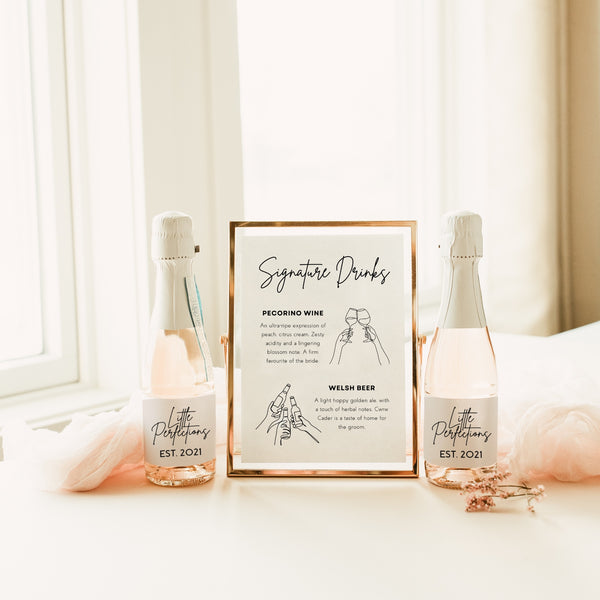 sophisticated white signature drinks sign - personalised signature cocktails wedding sign uk