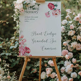 Spring Floral In Loving Memory Wedding Sign - Pink Floral Wedding Signage - Pink Tulips Carnations Wedding Signs