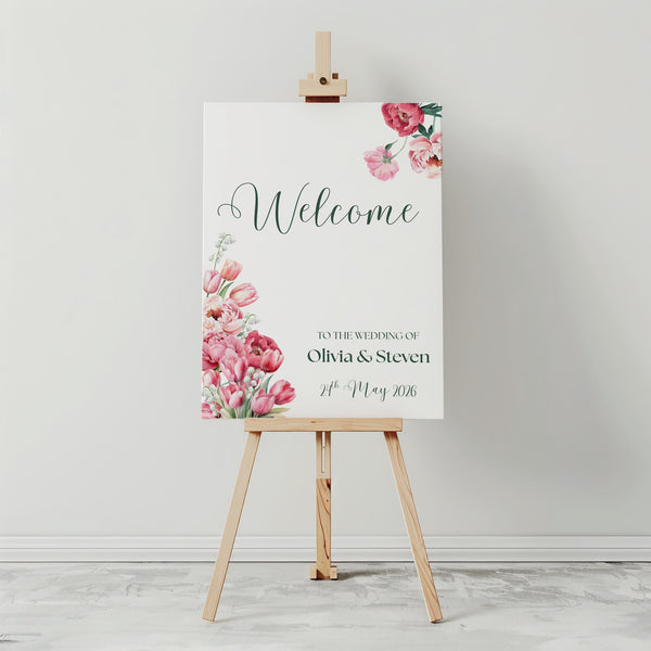 Spring Floral Portrait Welcome Sign