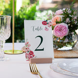 Spring Floral Table Numbers - Pink Floral Wedding Signage - Pink Tulips Carnations Wedding Signs