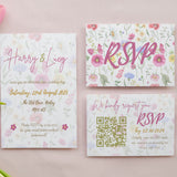 garden party wedding RSVP with QR - personalised wedding RSVPs invitations