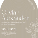 luxury arch shaped wedding invitations in stone beige - fully personalised elegant wedding invitations premium