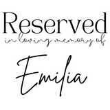 Timeless White reserved in memory chair sign - affordable wedding signs