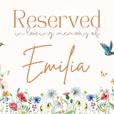 fairytale style reserved in memory chair sign - affordable wedding ceremony signs