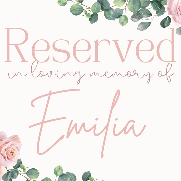 pink roses floral reserved in memory wedding chair sign - affordable wedding signs