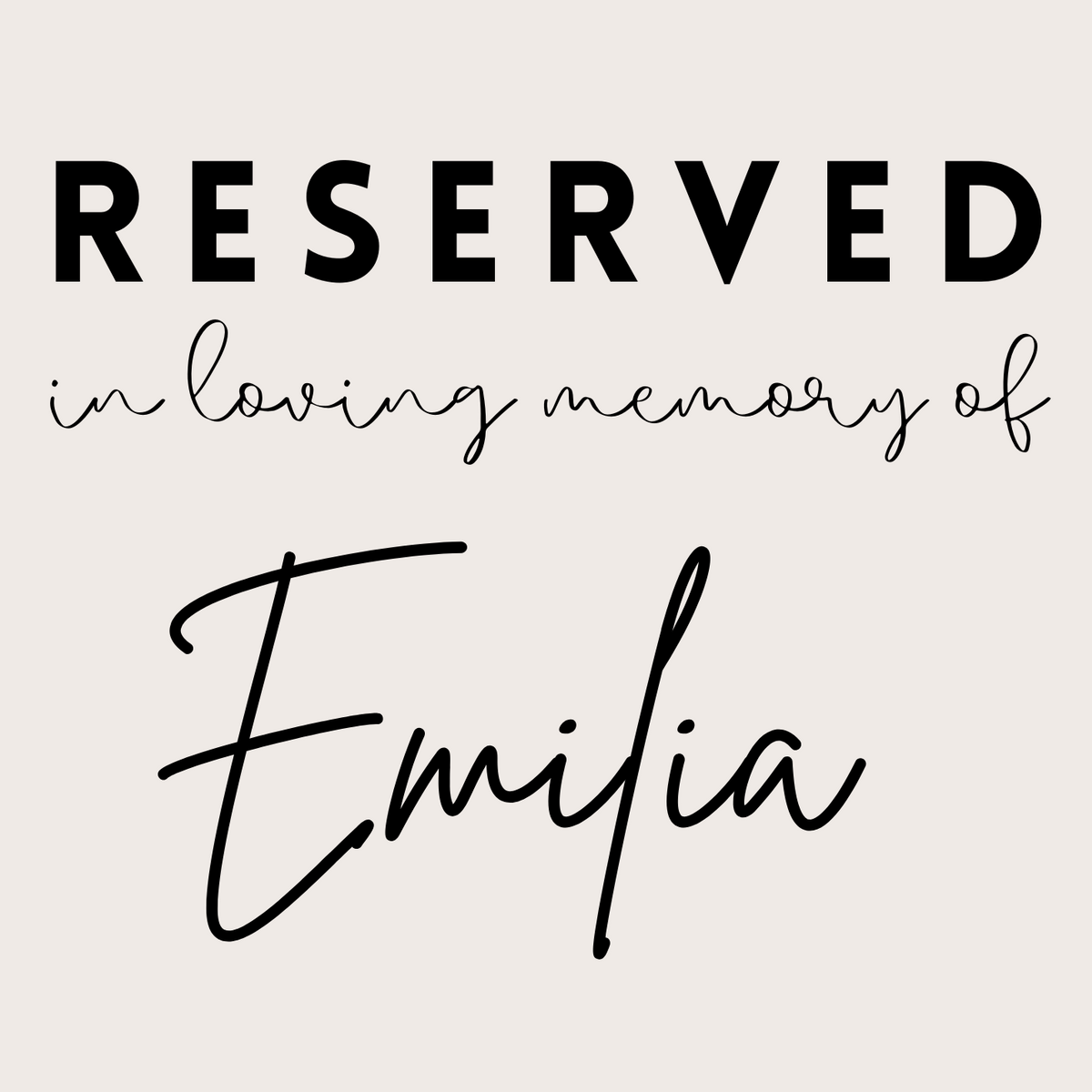 modern reserved in memory chair sign - affordable wedding signs