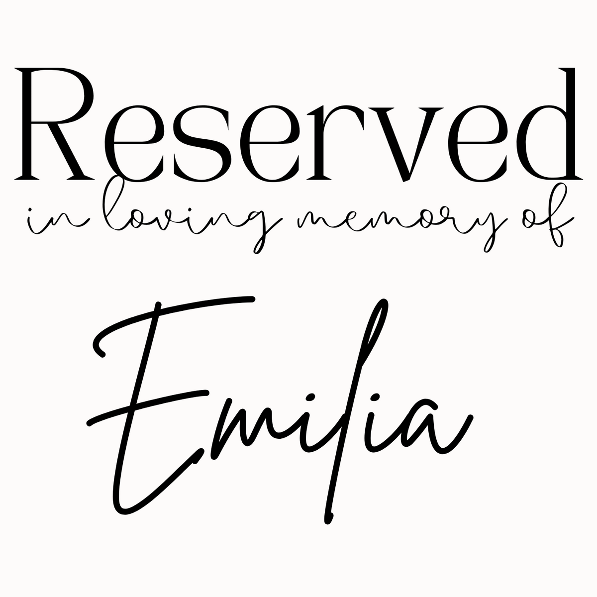 minimalist reserved in memory chair sign - affordable wedding signs