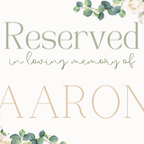 white roses floral reserved in memory wedding chair sign - affordable wedding signs