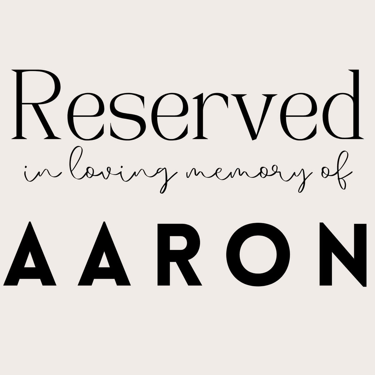 modern reserved in memory chair sign - affordable wedding signs