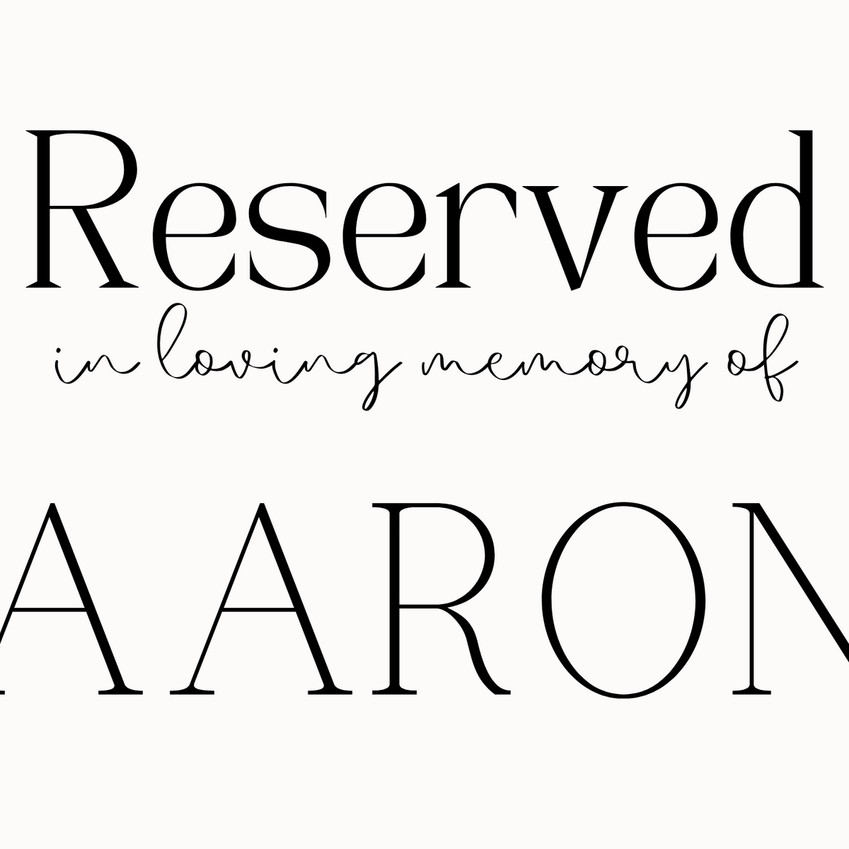 minimalist reserved in memory chair sign - affordable wedding signs