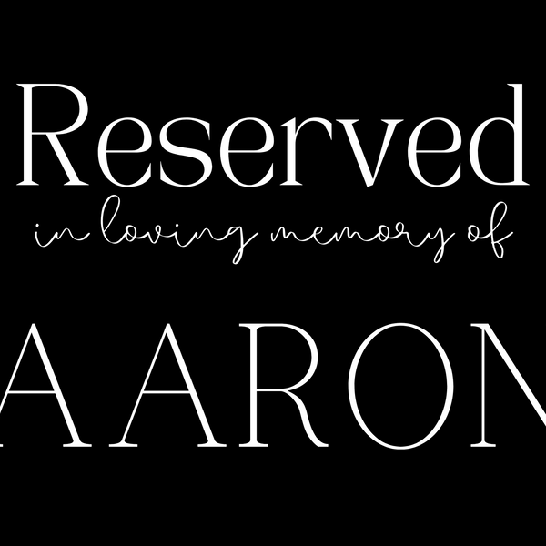 Timeless black reserved in memory chair sign - affordable wedding signs