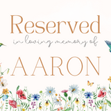 fairytale style reserved in memory chair sign - affordable wedding ceremony signs