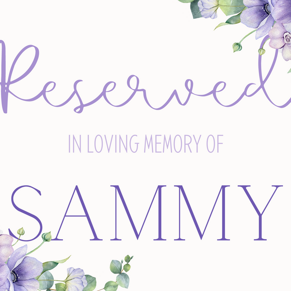 lilac floral reserved in memory wedding chair sign - affordable wedding signs