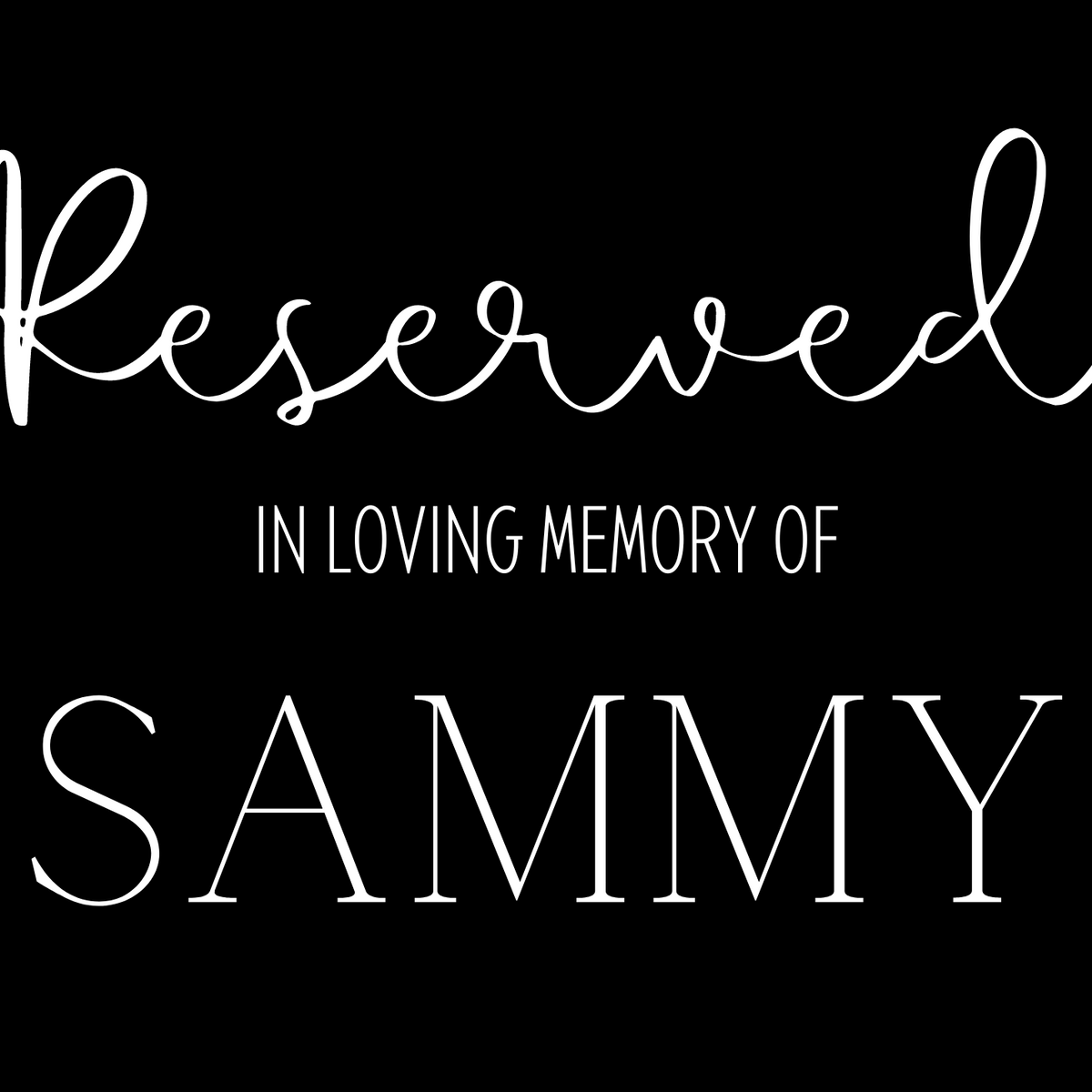 Timeless black reserved in memory chair sign - affordable wedding signs