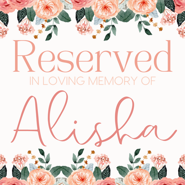 pink and peach floral reserved in memory wedding chair sign - affordable wedding signs