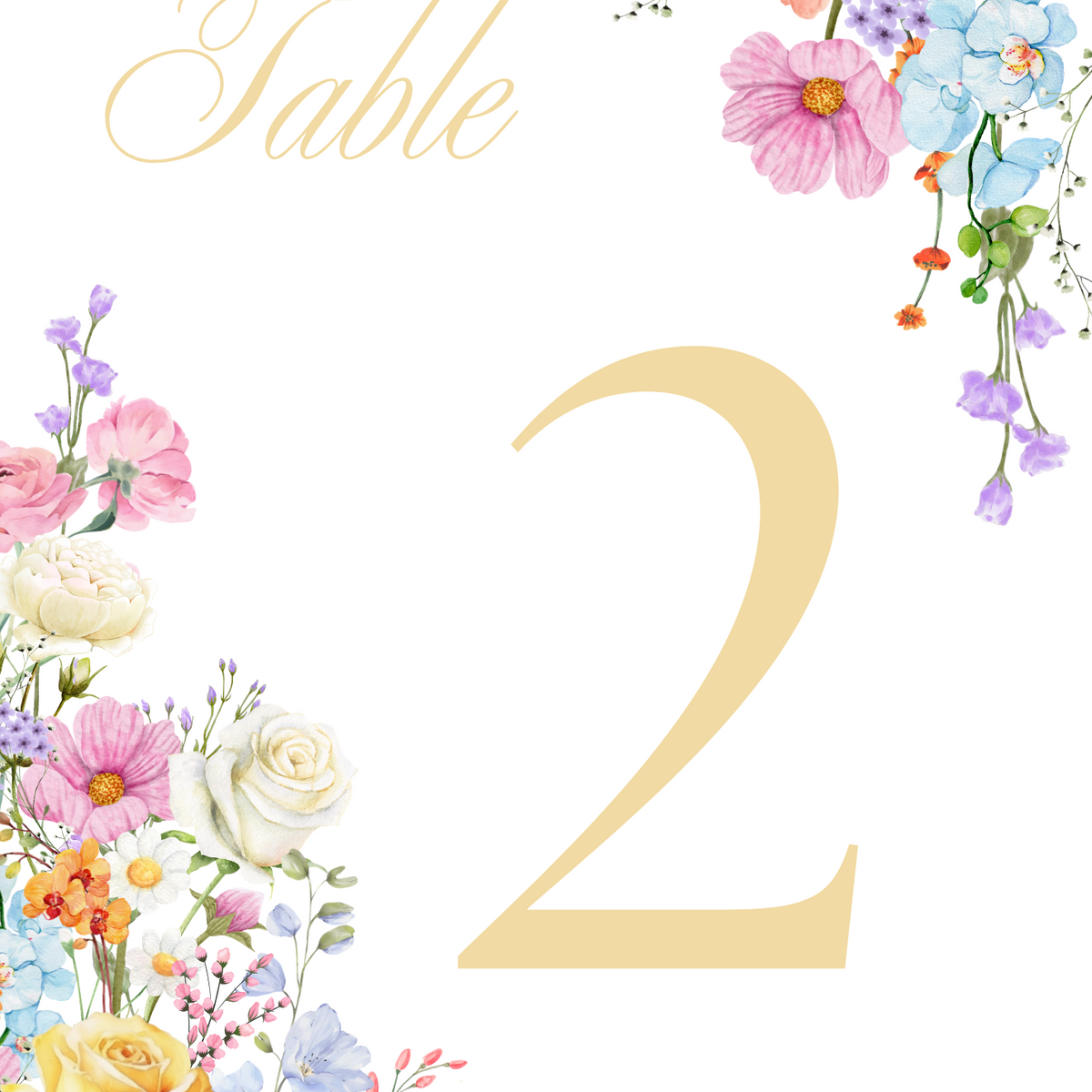 Summer wedding table number sign cards - Our Summer Collection features beautiful wedding stationery and signage with gentle summer colours, vibrant florals, and soft butter yellow text – perfect for adding a fresh, romantic feel to your special day.
