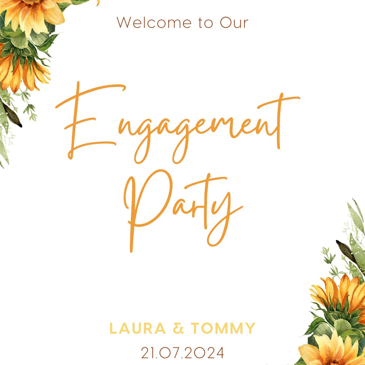 Sunflowers Floral Engagement Party Sign