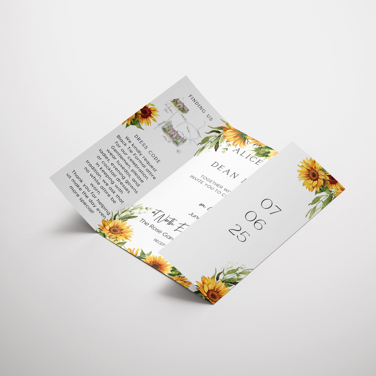 Sunflowers Floral Gatefold Wedding Invitations