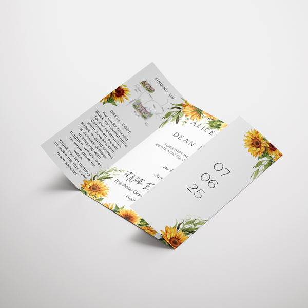 Sunflowers Floral Gatefold Wedding Invitations