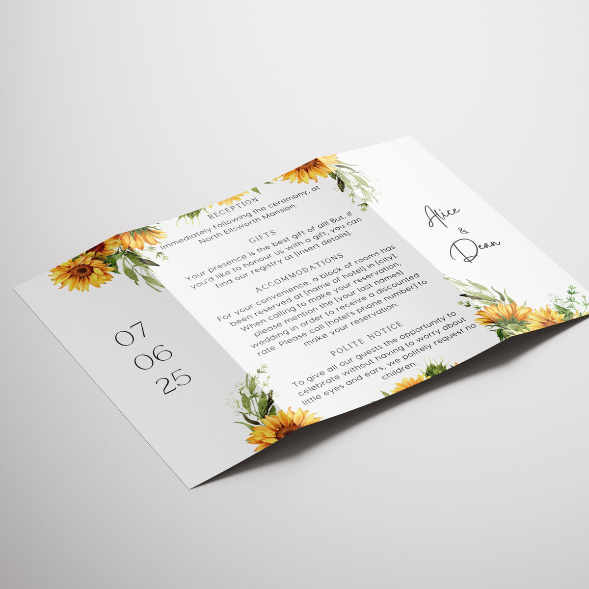 Sunflowers Floral Gatefold Wedding Invitations