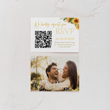 sunflowers floral wedding RSVP with QR - personalised wedding RSVPs invitations