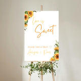 sunflowers floral wedding sweet table sign - personalised love is sweet sign 