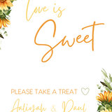 sunflowers floral wedding sweet table sign - personalised love is sweet sign 