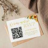 sunflowers floral wedding RSVP with QR - personalised wedding RSVPs invitations