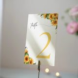 sunflower floral table number for wedding tables - luxury wedding table numbers personalised