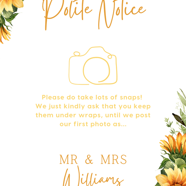 Sunflowers Floral Polite Notice Sign