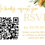 sunflowers floral wedding RSVP with QR - personalised wedding RSVPs invitations