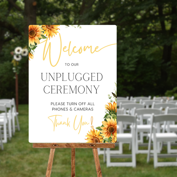Sunflowers Floral Unplugged Ceremony Sign
