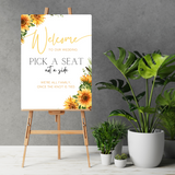 sunflowers floral pick a seat not a side wedding sign - affordable wedding ceremony signs