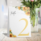 sunflowers floral table number signs - wedding table numbers