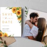 sunflowers floral wedding save the date invites - affordable save the dates