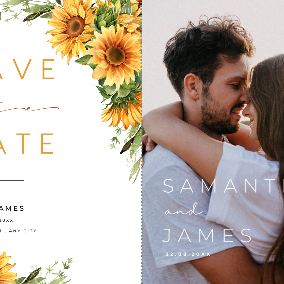 sunflowers floral wedding save the date invites - affordable save the dates