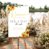 sunflowers floral pick a seat not a side wedding sign - affordable wedding ceremony signs