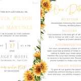 sunflowers floral wedding invites - affordable perosnalised wedding invitations