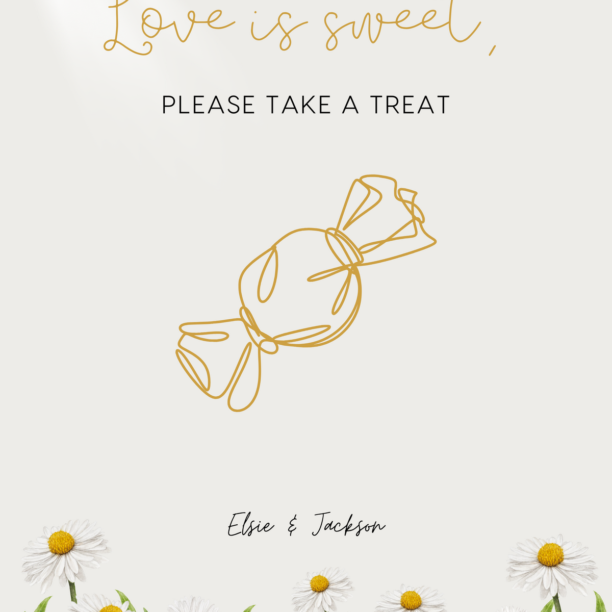 Daisy Love is Sweet wedding table sign - Personalised Wedding Sweet Table Sign