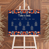 retro navy wedding seating plan sign - affordable personalised wedding signs