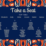 retro navy wedding seating plan sign - affordable personalised wedding signs