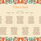 retro cream wedding seating plan personalised - custom wedding seating chart