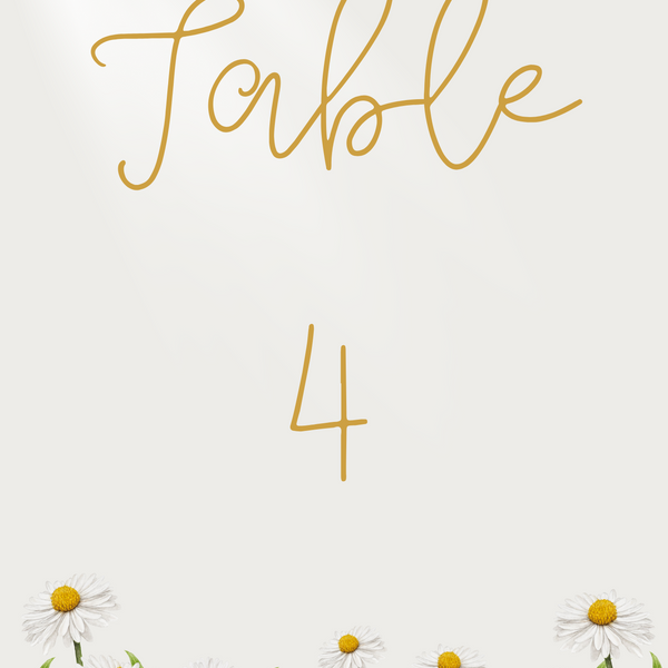 daisy floral table numbers - customised wedding table numbers in daisy design