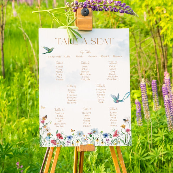 Wild Flowers Take A Seat Wedding Sign